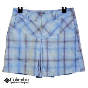 Women Columbia Sportswear Titanium Multi-Color Blue Check Active Shorts Size: 6